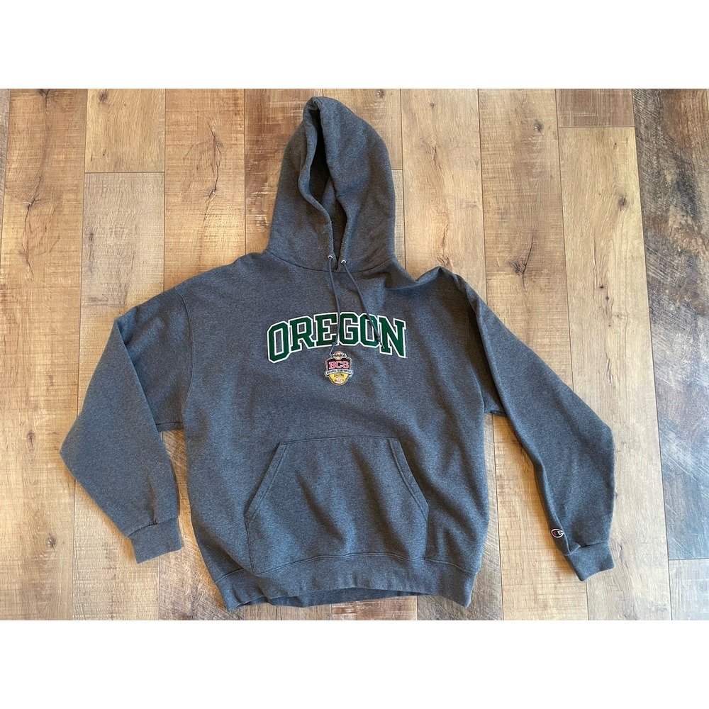 Oregon Ducks Champion 2011 Tostitos BCS Hoodie Gray Pullover Men's XL